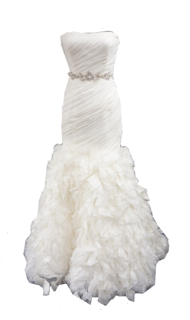 Elegant White Mermaid Wedding Dress PNG Image