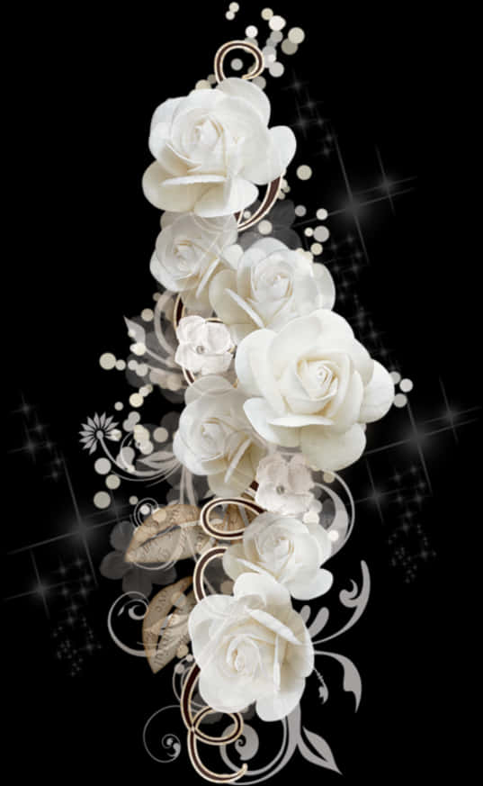 Elegant_ White_ Roses_ Artistic_ Design PNG Image