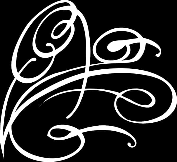 Elegant White Swirlson Black PNG Image