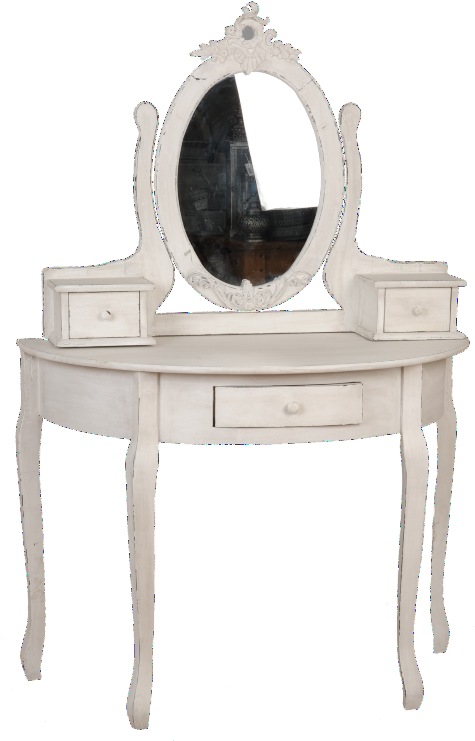 Elegant White Vintage Dressing Table PNG Image