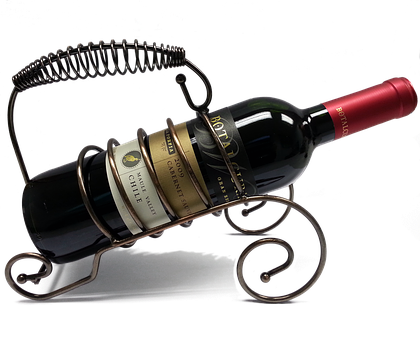 Elegant Wine Bottleand Holder PNG Image