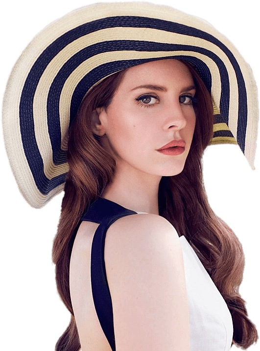 Elegant Woman Wide Brimmed Hat PNG Image