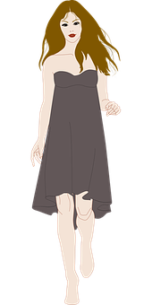 Elegant Womanin Black Dress PNG Image