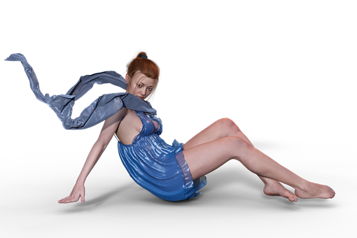 Elegant Womanin Blue Dress PNG Image