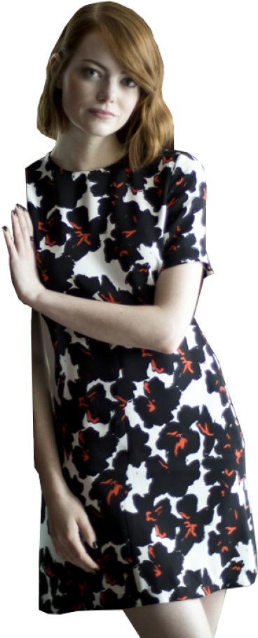 Elegant Womanin Floral Dress PNG Image