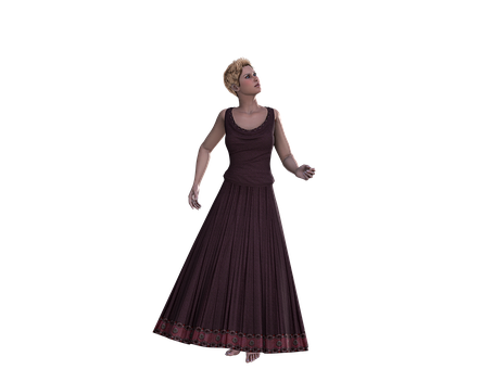 Elegant Womanin Long Dress PNG Image