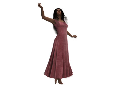 Elegant Womanin Pink Dress PNG Image