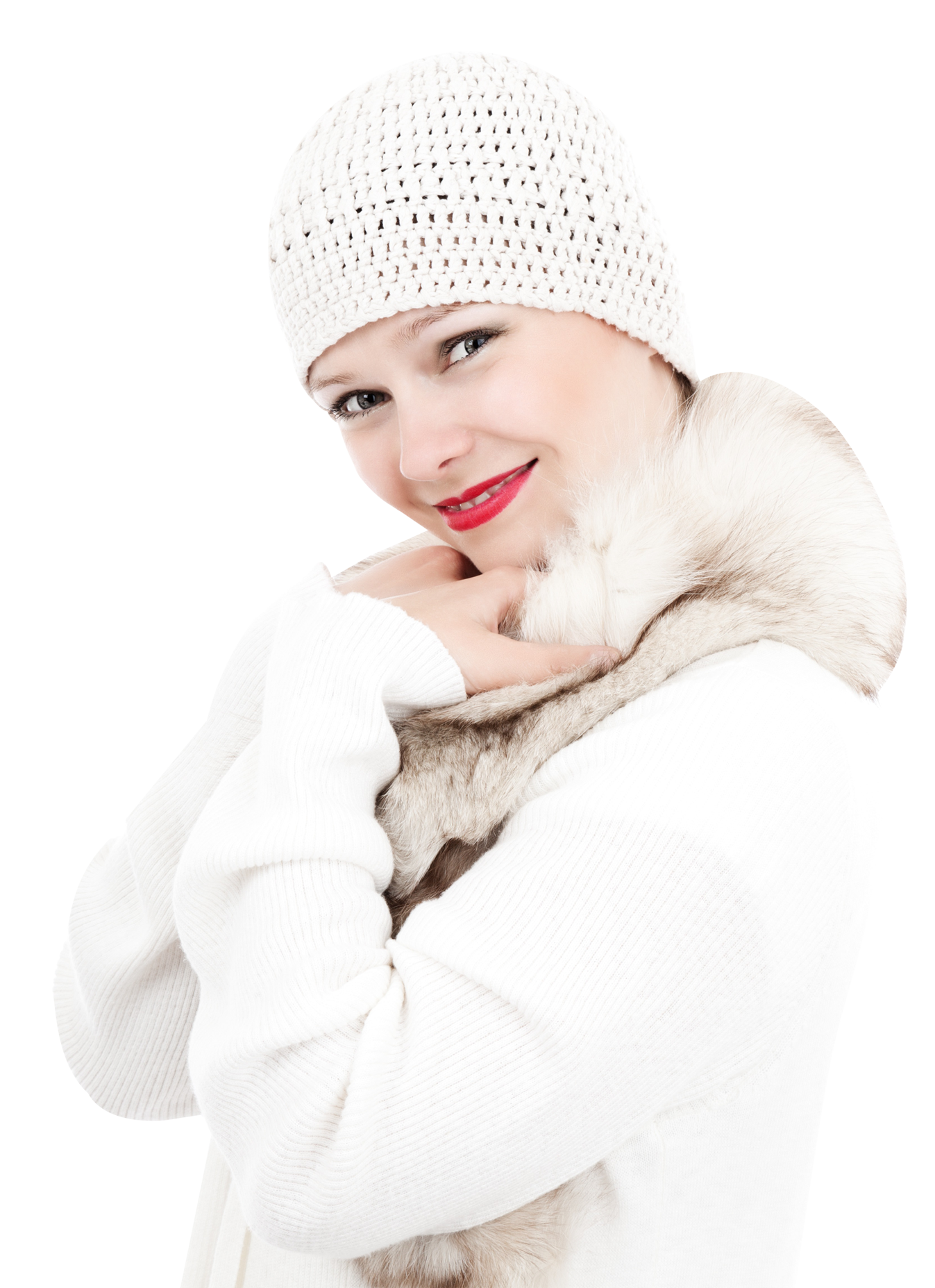 Elegant Womanin Winter Attire PNG Image