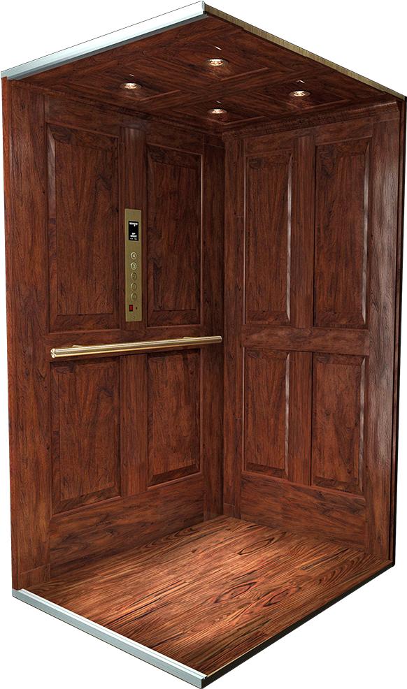 Elegant Wood Paneled Elevator Interior PNG Image