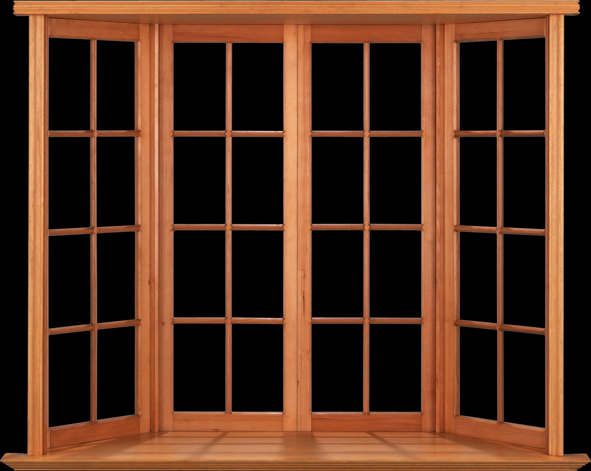 Elegant Wooden Bay Window PNG Image