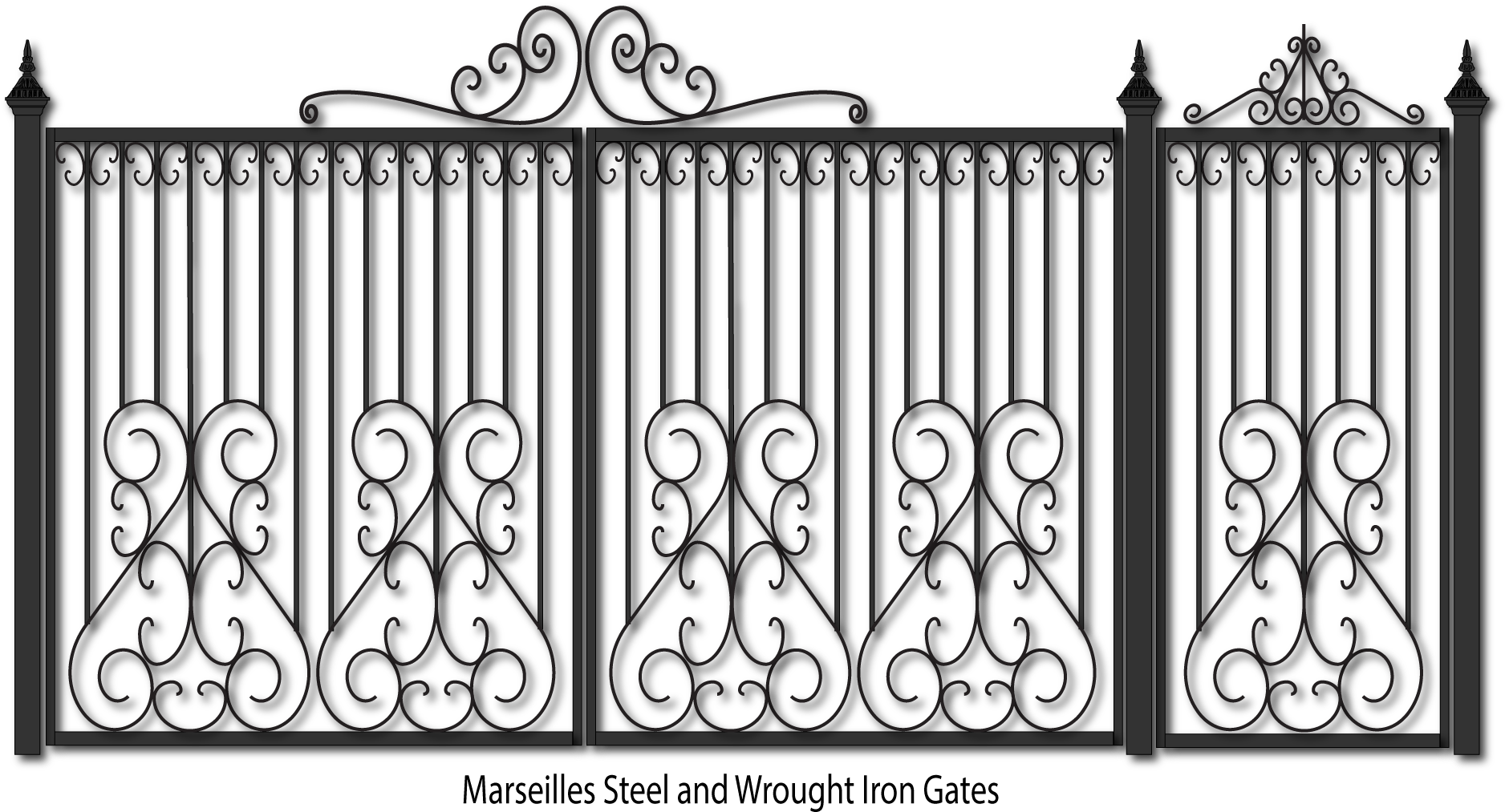 Elegant Wrought Iron Gate Design PNG Image