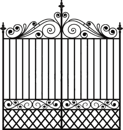 Elegant Wrought Iron Gate PNG Image