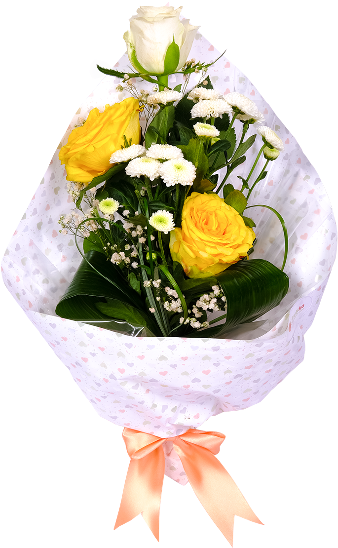 Elegant Yellowand White Birthday Bouquet PNG Image