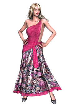 Elegant3 D Modelin Floral Dress PNG Image