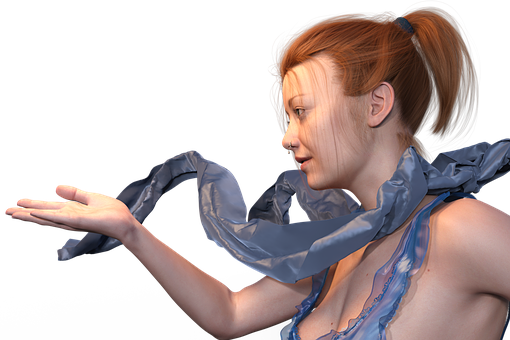 Elegant3 D Woman Presenting PNG Image