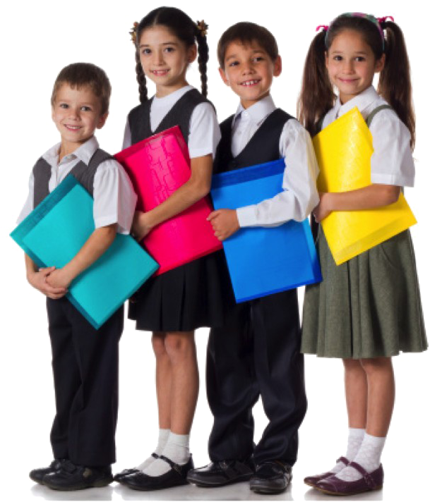 Elementary_ Students_ With_ Folders PNG Image