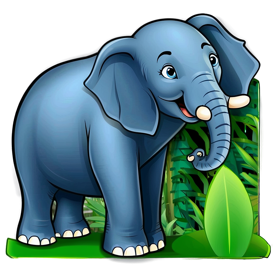 Elephant Cartoon In Jungle Png Qpe PNG Image