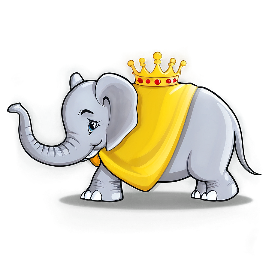 Elephant Cartoon With Crown Png 06212024 PNG Image