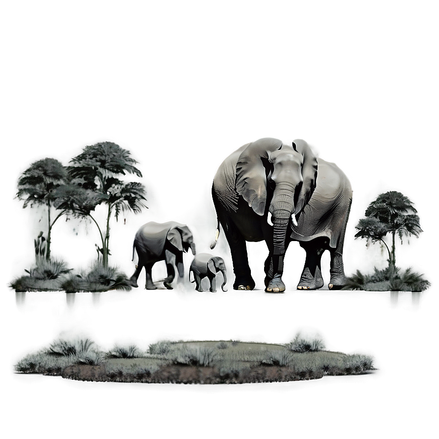 Elephant Family Illustration Png 05032024 PNG Image