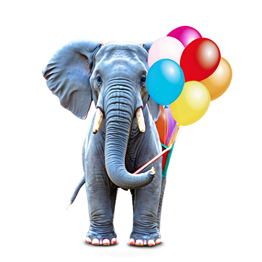 Elephant Holding Balloons Png 05032024 PNG Image