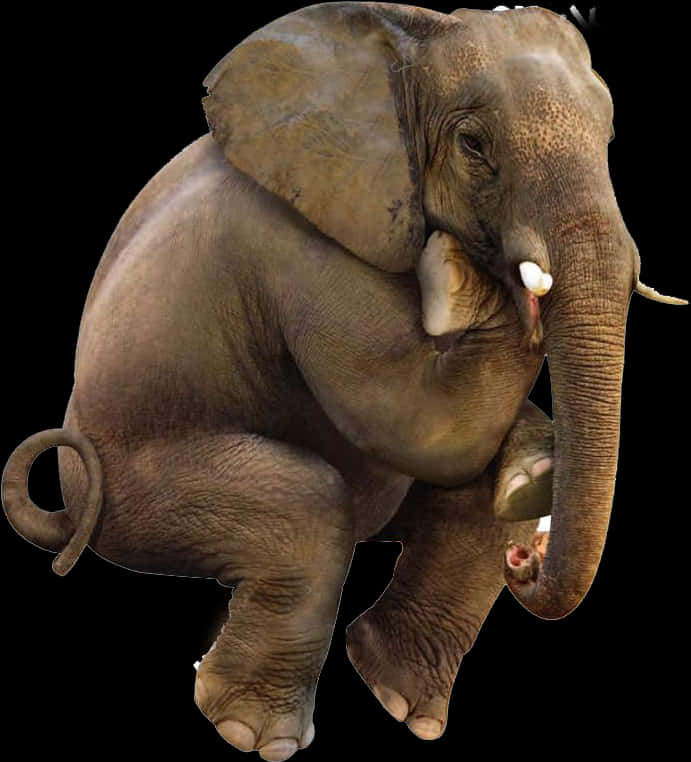 Elephant Sitting Pose PNG Image