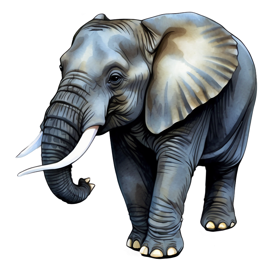 Elephant Watercolor Art Png Fll PNG Image