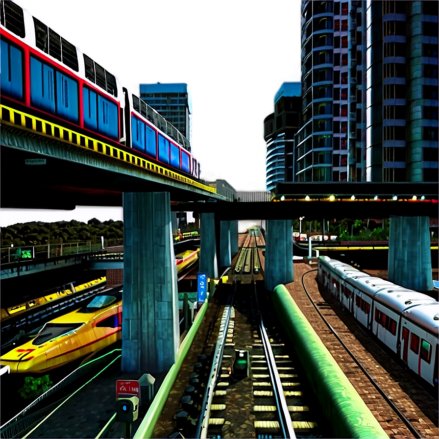 Elevated Railway Tracks City View Png 06122024 PNG Image