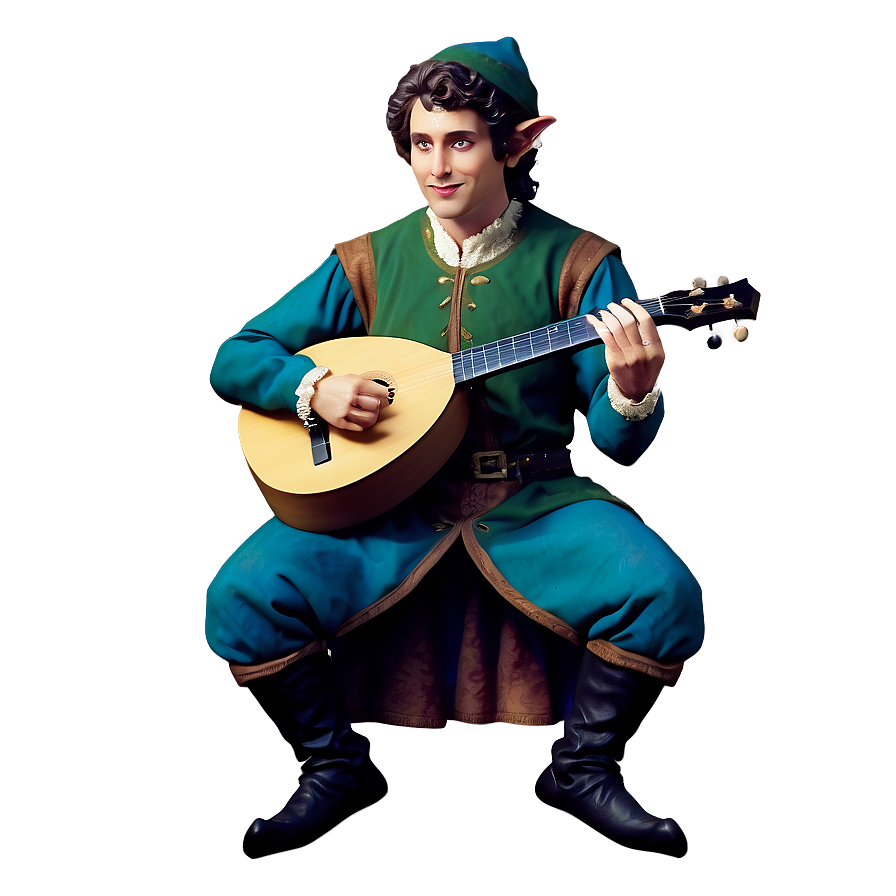 Elf Bard Playing Lute Png Lsb PNG Image