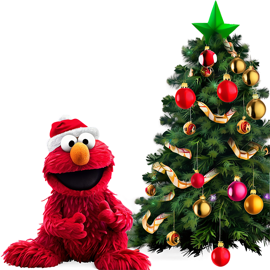 Elmo With Christmas Tree Png Sme48 PNG Image