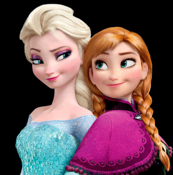 Elsaand Anna Frozen Sisters PNG Image