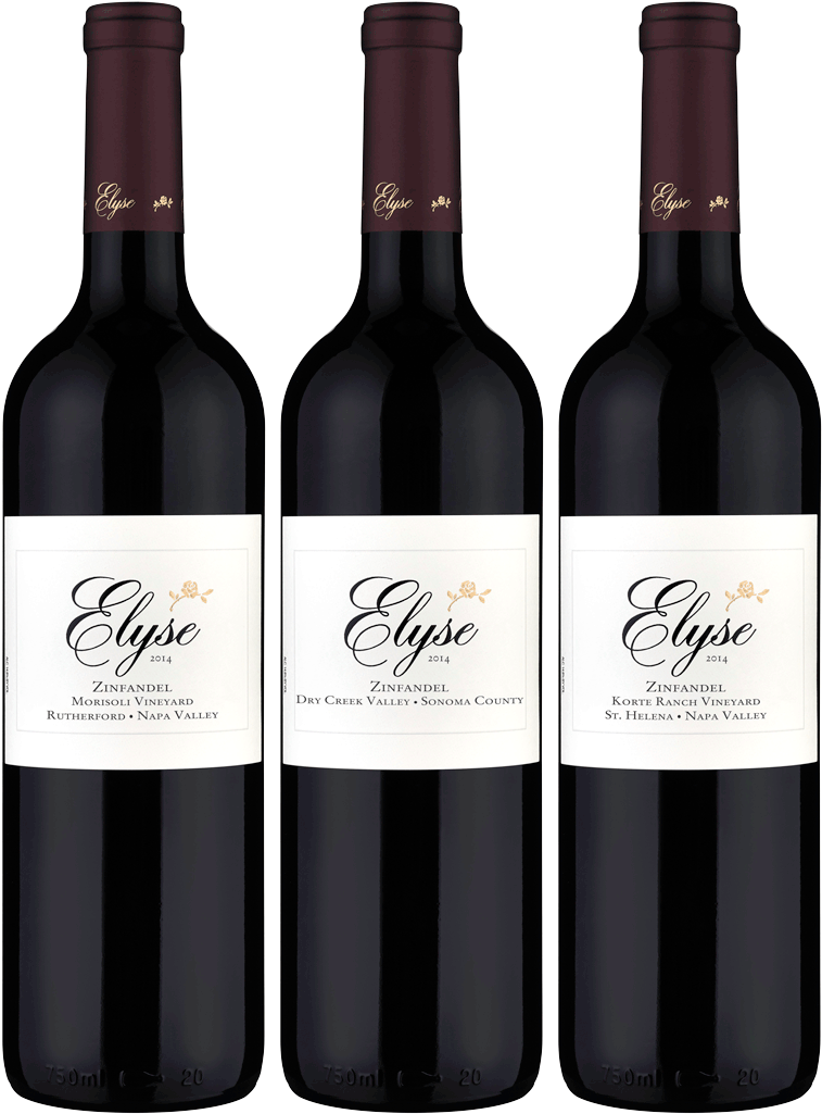 Elyse Zinfandel Wine Bottles Collection PNG Image