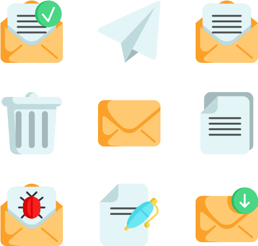 Email Communication Icons Set PNG Image