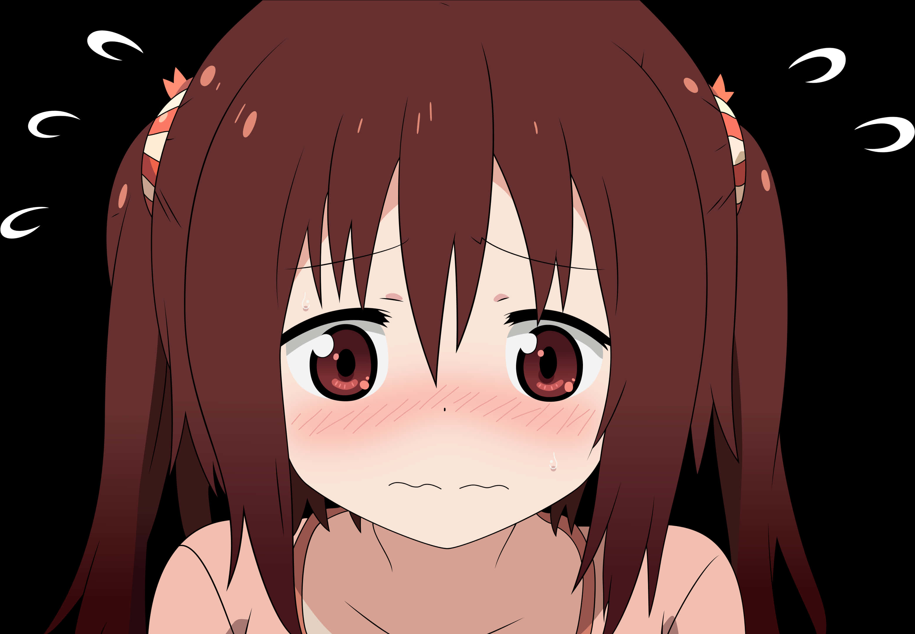 Embarrassed Anime Girl Blushing PNG Image