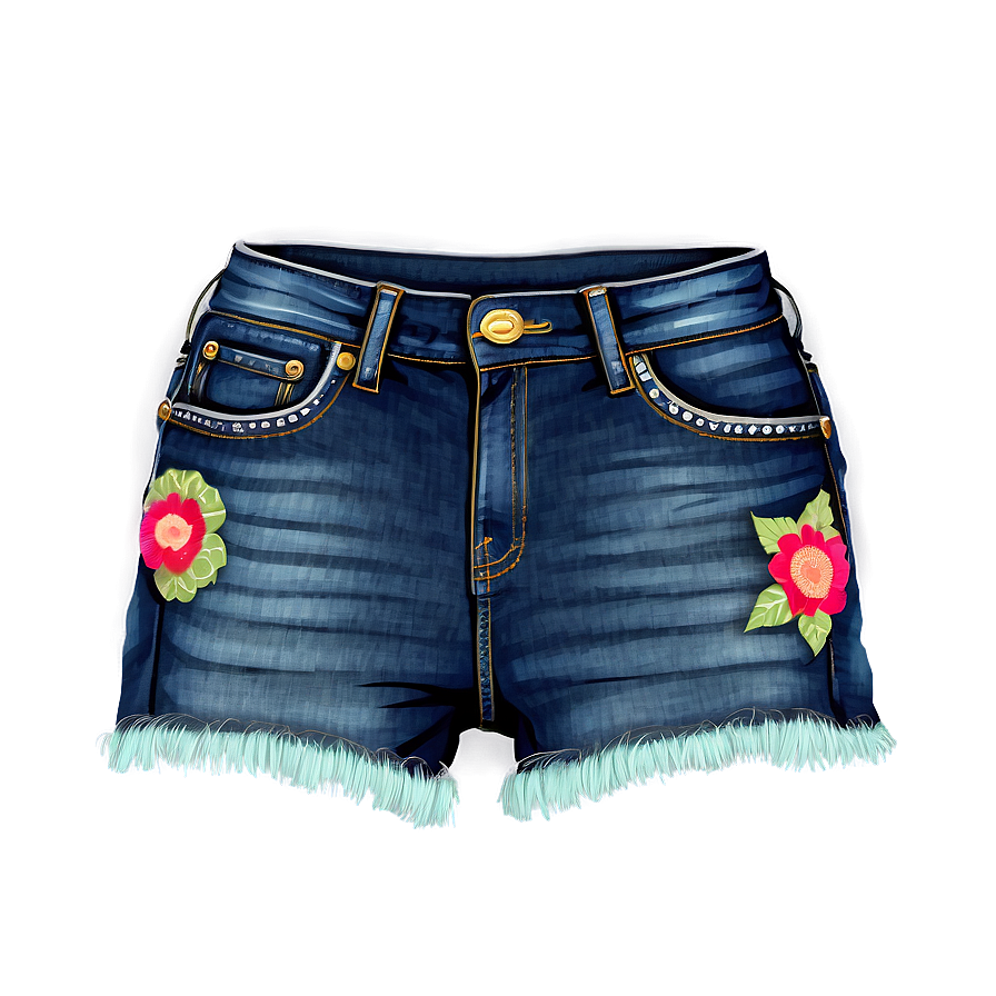 Embellished Denim Jorts Png Swm PNG Image