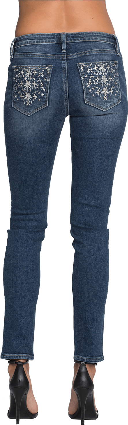 Embellished Pocket Skinny Jeans PNG Image