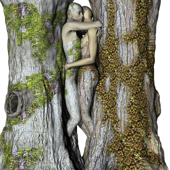 Embracing Nature Sculpture PNG Image