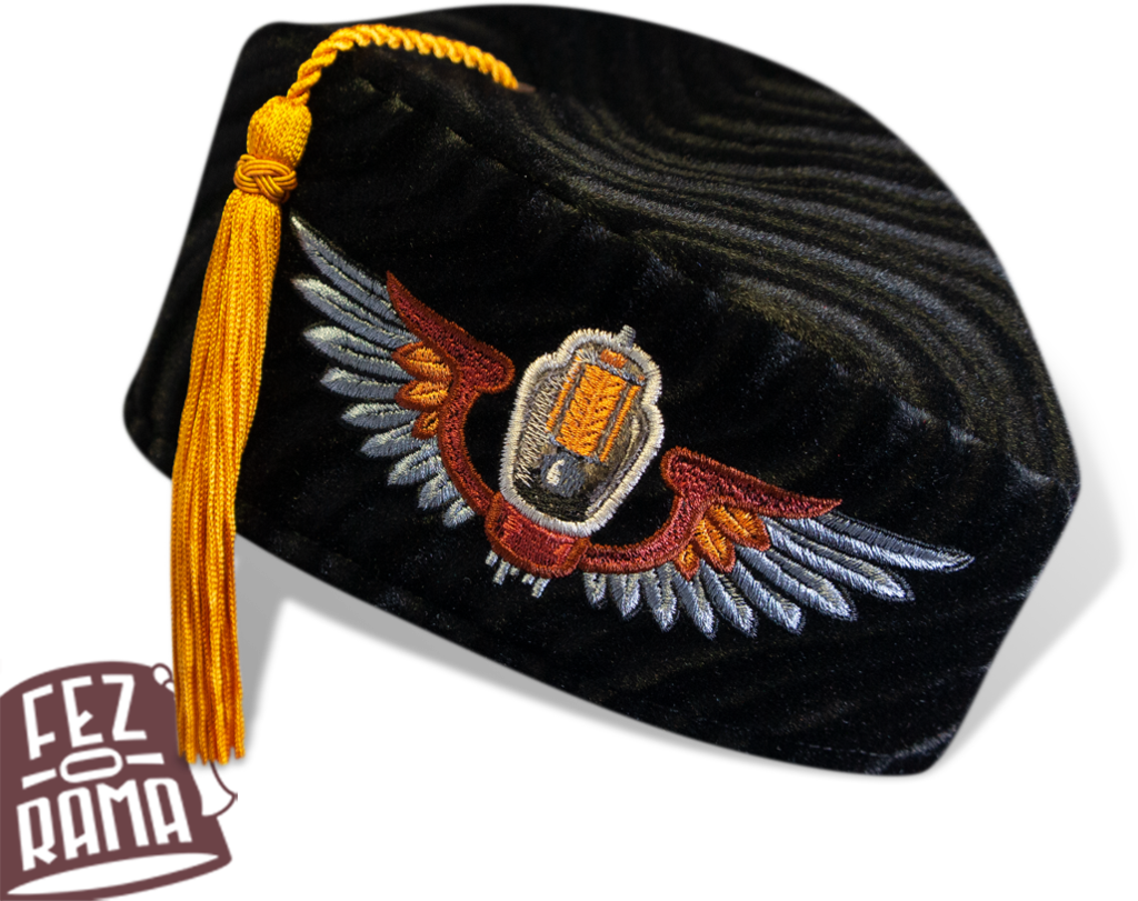 Embroidered Black Fez Hat PNG Image