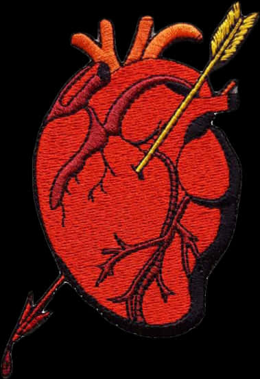 Embroidered Heartwith Arrow Patch PNG Image