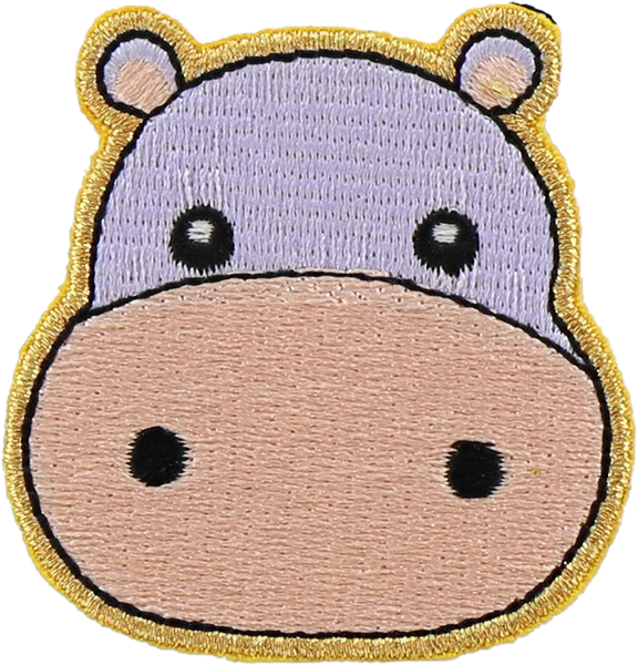 Embroidered Hippopotamus Patch PNG Image