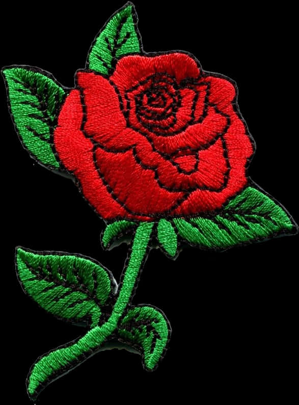 Embroidered Red Rose Patch PNG Image