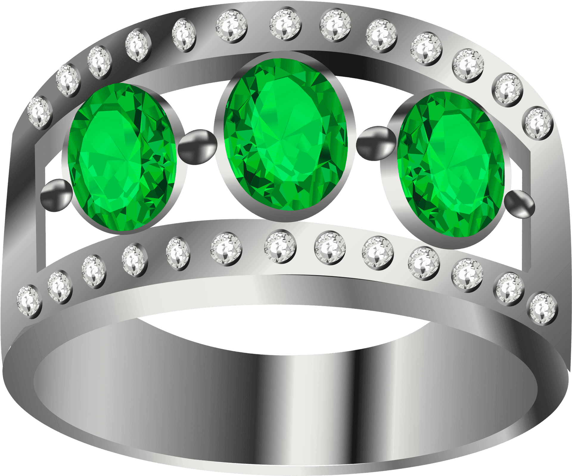 Emerald Diamond Ring Design PNG Image