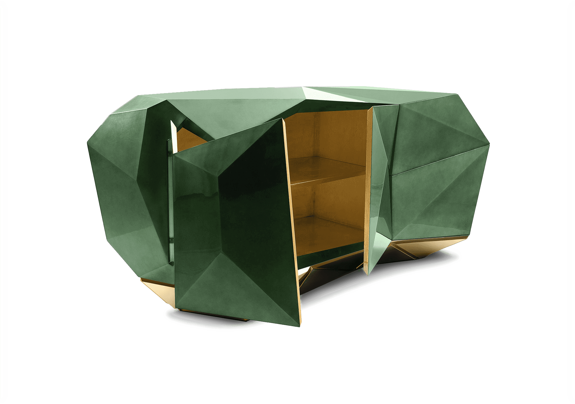 Emerald Green Geometric Cabinet PNG Image