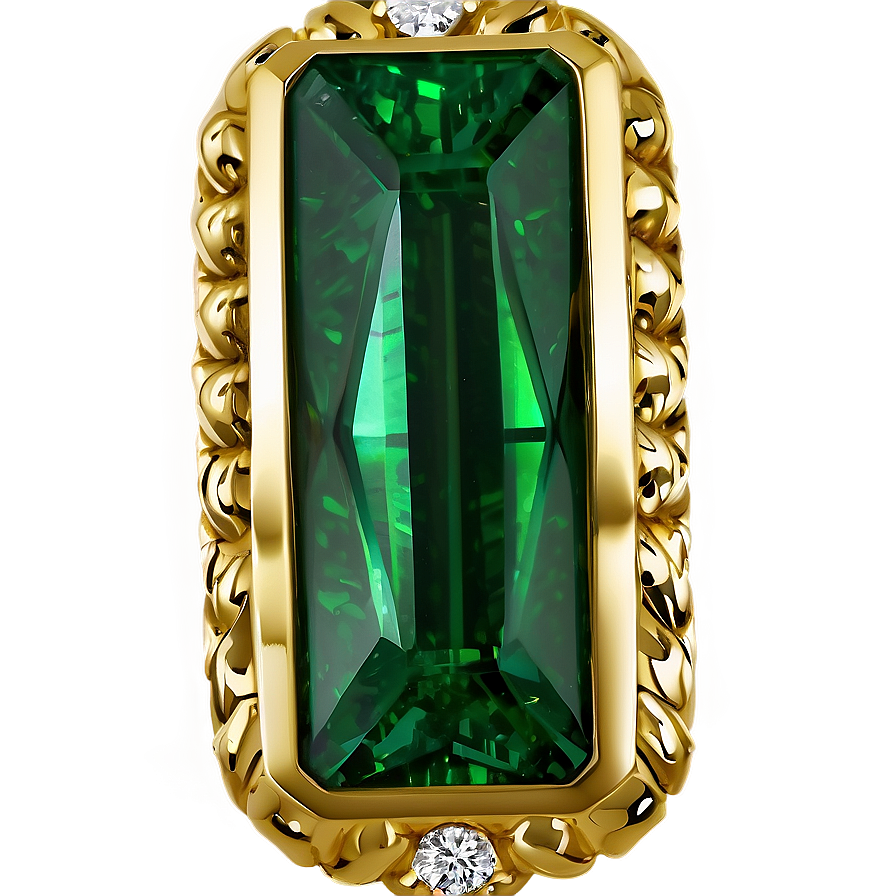 Emerald In Gold Setting Png Ack PNG Image