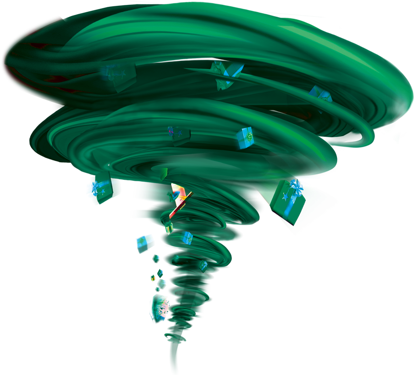 Emerald Tornadowith Floating Gifts PNG Image