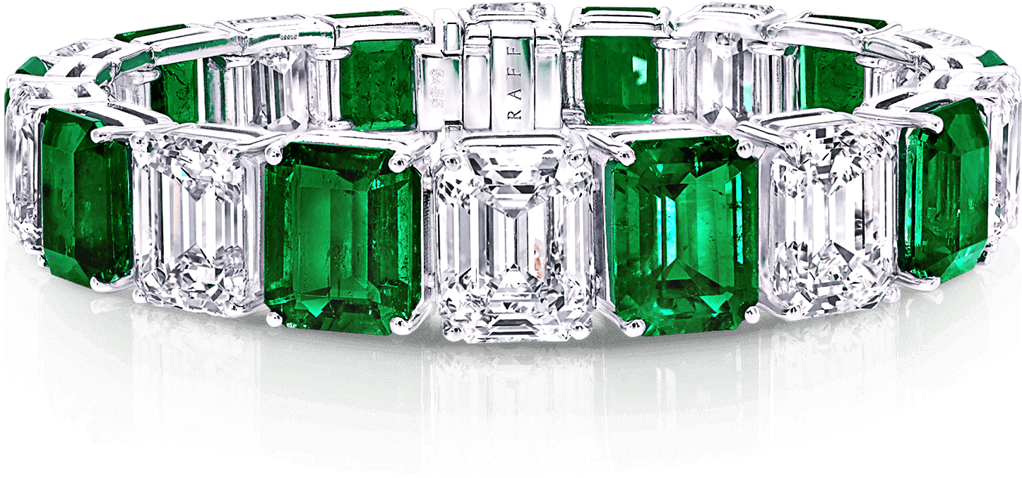 Emeraldand Diamond Bracelet Reflection PNG Image