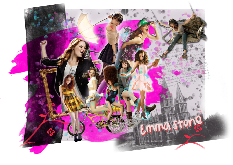 Emma Stone Collage Artwork PNG Image