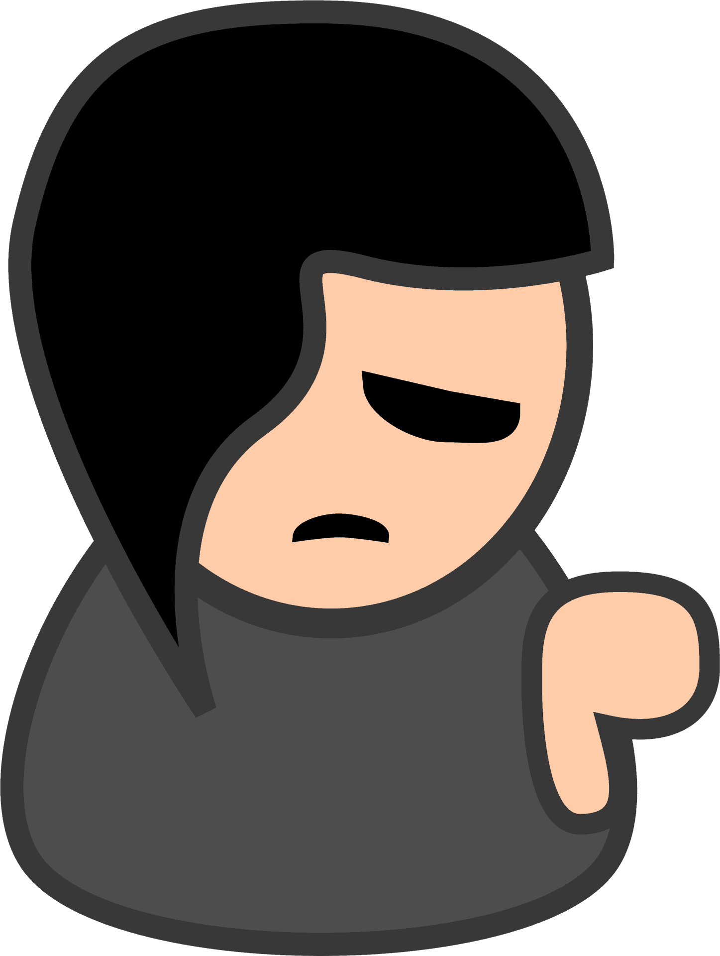 Emo Cartoon Character Thumb Down PNG Image