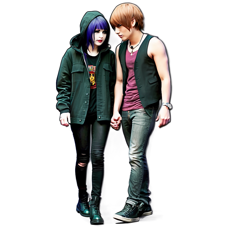 Emo Couple Art Png Eci PNG Image