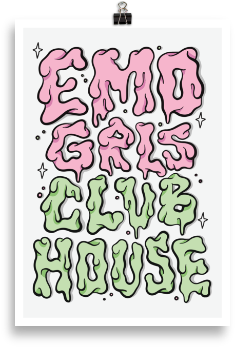 Emo Girls Clubhouse Sign PNG Image