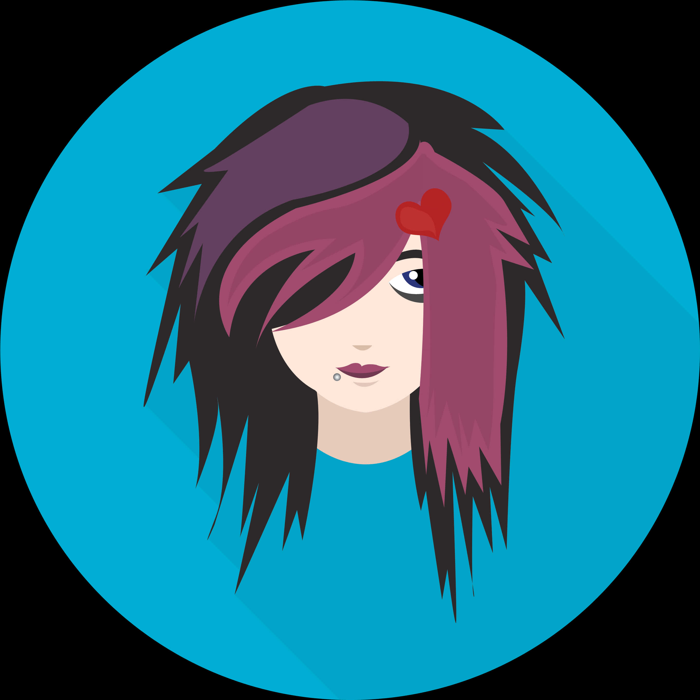 Emo Hairstyle Cartoon Character PNG Image